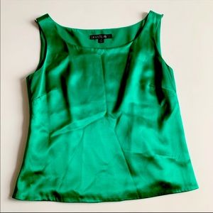 Lafayette 148 Silk Tank Top Emerald Green Size 4